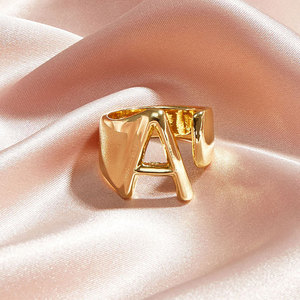 Anillo Inicial de la A a la Z, Chapado <span class=keywords><strong>en</strong></span> Oro, Anillo Abierto con Letra del Alfabeto Inglés, 26 Anillos con Letras para Mujer - Product Image 4