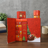 Scatola Magnetica a Forma di Libro in Carta Rigida con Logo Personalizzato, Calendario dell'Avvento con 24 Cioccolatini, Confezione Regalo con Stampa Personalizzata