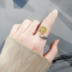 Tarnish Free Adjustable <b>Spinner</b> <b>Rings</b> Marquise Cut Cubic Zirconia Copper Gold Plated Sun Flower The Anxiety <b>Ring</b> Jewellery - Product Image 4