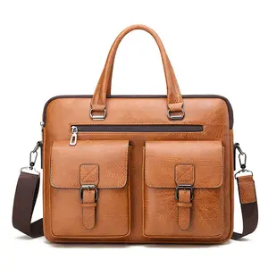 Роскошная Мужская сумка из искусственной кожи с несколькими карманами большой емкости сумка для ноутбука деловые портфели с ручкой для мужчин