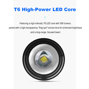 Đèn pin chiến thuật thể thao T6 COB <span class=keywords><strong>LED</strong></span> siêu sáng với logo laser độ sáng cao, tầm xa và hiệu suất phát sáng cao - Product Image 6