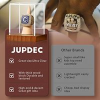 Étui de présentation pour bague de championnat, support transparent en acrylique pour une seule bague avec base en bois pour les fans de sports, basketball, baseball