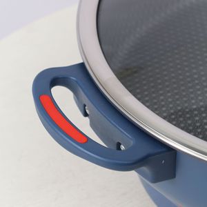 Tempered Glass Lid For <b>Electric</b> <b>Steamer</b> 36 Cm 38 Cm 40 Cm With Blue Handle And Safety Label - Product Image 2