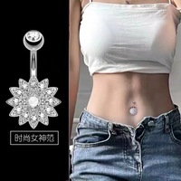 Vente flash - Anneau de piercing pour nombril en acier inoxydable et zircon, forme géométrique, bijoux de piercing corporel unisexe