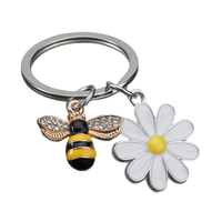 Nouvelle Annonce : Porte-clés en Alliage avec Pendentif Miniature Abeille et Fleurs – Accessoires pour Sacs et Breloques