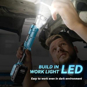 Clé à chocs hydraulique sans fil 3/8'' 21V à angle droit, 8 douilles, adaptateur 1/4'', rallonge 3'', 2 batteries 2.0Ah, cliquet DIY - Product Image 6