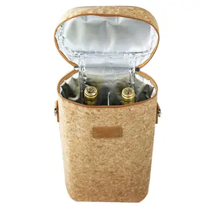 مخصص مادة البولي يوريثان للاستخدام الخارجي محمولة كتف واحد معزولة حقيبة مبرد النبيذ مع لحية الشجرة نمط حبوب الخشب