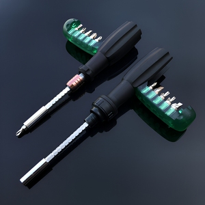 11 In 1 Multifunctional <b>Screwdriver</b> Set Ratcheting Interchangeable Bits Plastic Handle Anti Slip Texture Diy Tool Kit - Product Image 4