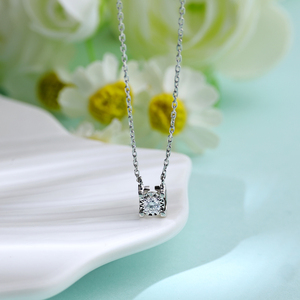 Custom Luxury 18K <b>Solid</b> Gold Pendant <b>Necklace</b> Solitaire Round Cut Natural Diamond Jewelry For Women Link Chain Daily Wear - Product Image 6