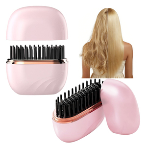 Mini Wireless <strong>Hair</strong> Straightener <strong>Brush</strong> - Rechargeable Cordless Portable Hot Comb, 3 Temp Settings, Anti-Scald, Fast <strong>Heating</strong> - Product Image 3