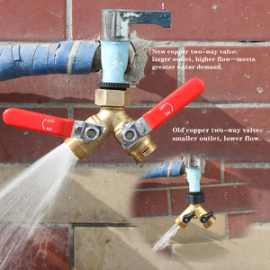 Heavy Duty vườn <span class=keywords><strong>Hose</strong></span> Splitter 2 Way Brass kiểm soát lưu lượng nước với shutoff van - Product Image 3