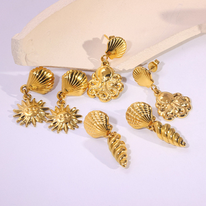 Women Fashion 18k Gold Plated Earrings Stainless Steel <strong>Shell</strong> Turtle Dangle <strong>Drop</strong> Earrings Beach Party Jewelry Accessories Gift - Product Image 4