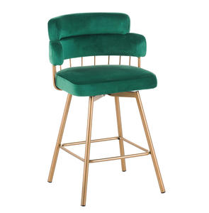 Modern Luxury Adjustable Leisure Chair with Velvet Seat and Metal Legs for Home & Hotel <b>Bar</b> Chairs Set of 2 - Product Image 2