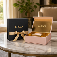 Boîte cadeau en carton magnétique en papier laminé noir recyclé avec logo personnalisé, revêtement UV, pour vêtements et chaussures, vente en gros