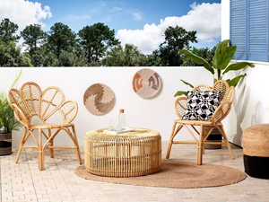 Muebles de Jardín Naturales, Juego de Mesa y Sillas de Mimbre Estilo Bambú para Patio, Mesa de Bistró de Ratán para Exteriores - Product Image 5