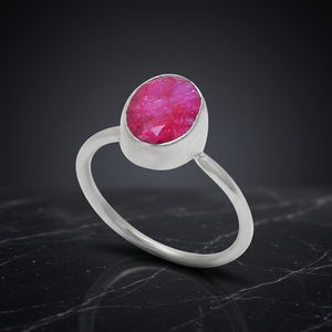 Magnifique bague de mariage unisexe en argent sterling 925 avec rubis taille brillant classique rond serti clos CASADE PLATA - Product Image 3