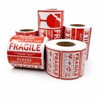Étiquettes d'expédition fragiles imprimées sur mesure, autocollantes, en rouleau, pour cartons et emballages en verre, vente en gros, OEM, ODM
