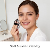 Éponge de maquillage en forme de goutte d'eau à imprimé mignon, grande éponge à poudre double usage (humide et sèche) pour le mélange du fond de teint