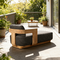 Chaise longue de luxe moderne en teck imperméable pour projets hôteliers, piscine, patio, jardin, complexe hôtelier, villa, transat de jardin