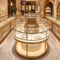 Vitrine et comptoir de présentation de bijoux avec éclairage LED élégant, ensemble complet de meubles et de design d'intérieur pour les bijouteries