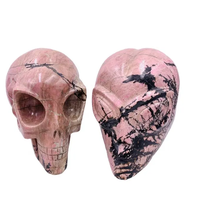 Por atacado mão esculpida quartzo crânios vermelho rhodonite crânios crânios cristal para a cura