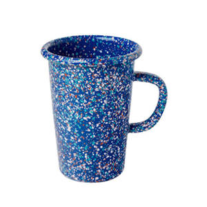 16oz Vaisselle Café Eau Thé Lait Vin Alcool Boisson V Forme Vert Trempé Motif Moucheté Long Émail Gobelet avec Poignée - Product Image 3