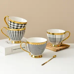 high quality Luxury gold customer design new bone china coffee mug tea mug