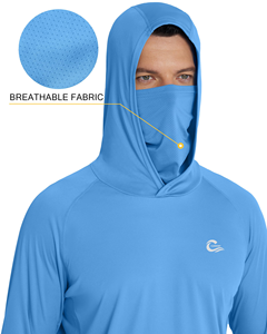 Chemise de pêche à capuche personnalisée pour <span class=keywords><strong>homme</strong></span> UPF 50+ en polyester à séchage rapide avec <span class=keywords><strong>cache</strong></span>-<span class=keywords><strong>cou</strong></span> - Product Image 4