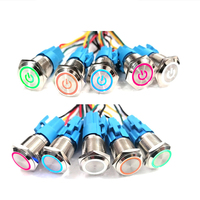 Bouton-poussoir métallique personnalisé 12mm 16mm 19mm 22mm IP65 1NO filaire anti-vandalisme avec LED RGB et fils de connexion