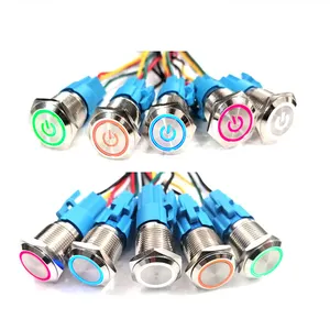 Custom 12mm 16mm 19mm 22mm Wired Anti Vandal Switch RGB LED Metal Push Button Switch With Wire Leads