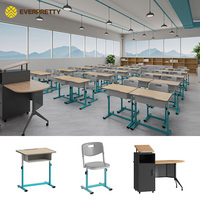 Ensemble complet de mobilier scolaire tout-en-un : Bureau et chaise d'élève réglables en hauteur pour salle de classe et pupitre d'enseignant