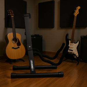 Soporte Doble Portátil para Guitarra de 5 Niveles, Estructura de Acero Resistente, Negro Mate, Soporte de Piso Ajustable para Guitarra Acústica, Eléctrica y Bajo - Product Image 2