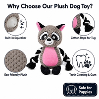 Jouets pour chiens Roadreign écologiques en peluche avec couineur, en polyester et corde de coton, jouet interactif à mâcher pour chiots et petits chiens, pour le nettoyage des dents