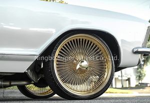 גלגלי רכב חישוקי תיל בצבע זהב מלא, דגם Cross Lace, מתאימים לדגמי MG MGA MGB, במידות 13x7, 14x6, 14x7, 17x9, 13, 14, 15, 16, 17, 18, 20, 22 אינץ', עם 72, 80, 100, 150 חישורים. - Product Image 5