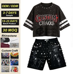 Camiseta Oversize de Estilo Urbano Vintage Lavado, de Gran Gramaje (250g), con Pedrería Termoadhesiva y Estampado DTG de Alta Definición, Hombro Caído - Product Image 1