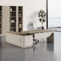 Bureau de direction en bois MDF écologique, table moderne pour PDG, bureau de patron de luxe avec finition mélamine pour poste de travail commercial