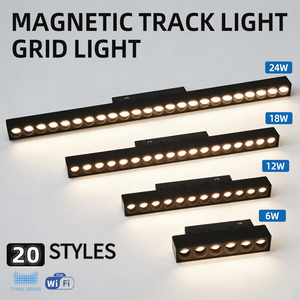Luz de Rejilla Negra de Aluminio LED TmallGenie, Regulable, <span class=keywords><strong>Precio</strong></span> de Fábrica al por Mayor, Control Inteligente, Riel Magnético Lineal Comercial, DC48V - Product Image 1