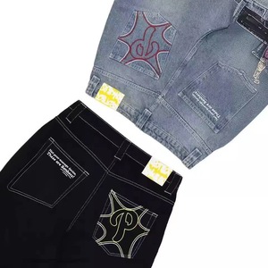 <span class=keywords><strong>Jeans</strong></span> Larghi a <span class=keywords><strong>Vita</strong></span> <span class=keywords><strong>Alta</strong></span> da <span class=keywords><strong>Uomo</strong></span> Stile Hip-Hop Retro Americano con Rivestimento Verticale e Motivo a Lettere E-commerce - Product Image 2