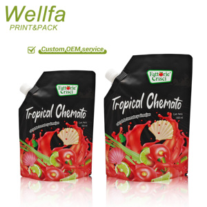 Bolsa de Pie con Boquilla Impreso Personalizado Aluminizado Coccíon al Vapor Salsas Tomatos Salsas 150/200/250ml Líquido Pouch - Product Image 2