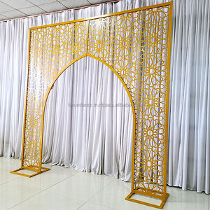 Toile de fond d'arche de mariage en métal sculptée personnalisée avec peinture au four directement de l'usine - Product Image 1