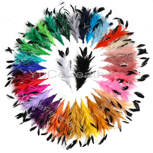 Plumes de poulet teintes de haute qualité de 30 cm (12 pouces) pour fleurs en fil métallique, idéales pour coiffes, chapeaux, corsages, et projets DIY avec motifs teints - Product Image 1