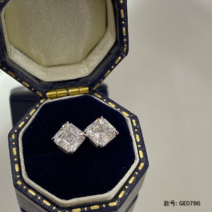 Diseñador de Navidad Pendientes de joyería de moda <span class=keywords><strong>18K</strong></span> Oro 0.5ct Square Asscher Cut Lab Grown Diamond Stud Pendientes para mujeres - Product Image 4