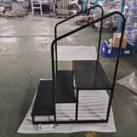 Escalier portable robuste à trois marches avec rampes, idéal pour l'extérieur, camping-car, spa, véranda, structure en acier