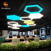 Lustre LED hexagonal moderne, luminaire suspendu en fer minimaliste et créatif, réglable, pour salle à manger, boutique, bureau