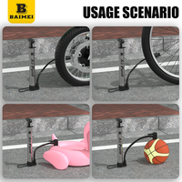 BAIMEI Portable Aluminum Bike Pump Flexible Hose Universal Nozzle Presta Schrader Valves Mini Tire Inflator 130-160PSI