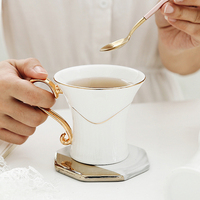 Service à thé et à café en céramique de luxe royal moderne blanc et or, style nouveau, service à thé arabe avec boîte cadeau