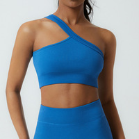 Soutien-gorge de sport rembourré à fort impact Ejercicio Sexy Women Workout Crop Tops Sport Push up Fitness Gym One Shoulder Sport Bra