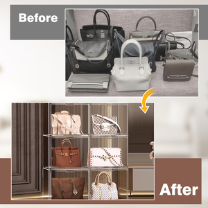 Dayooh Hộp đựng tủ trưng bày Túi xách 36*23*27cm Hộp đựng túi xách bằng nhựa trong suốt sắp xếp tiết kiệm không gian cho gia đình văn phòng - Product Image 6