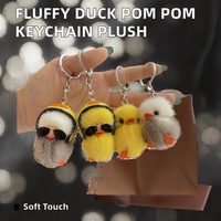 Pendentif de sac et porte-clés en peluche canard mignon avec pompon en fourrure de lapin, doux et adorable, ornements pour sac à dos et porte-clés