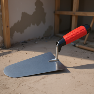 Truelle à plâtre à pointe arrondie Fervi, lame en acier, manche rouge - Product Image 3